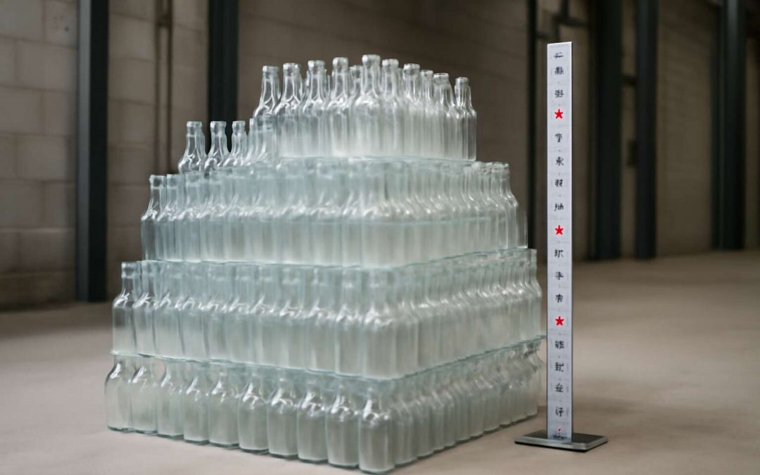 how many glass bottles in a ton