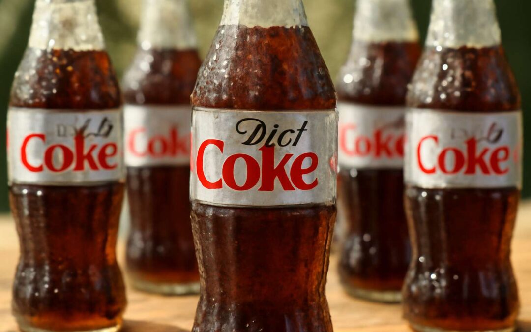 Retro refreshment: glass bottles of diet coke spark nostalgia.