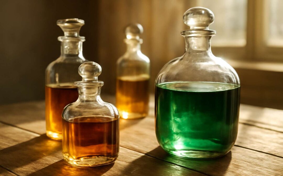 glass bottles with stoppers