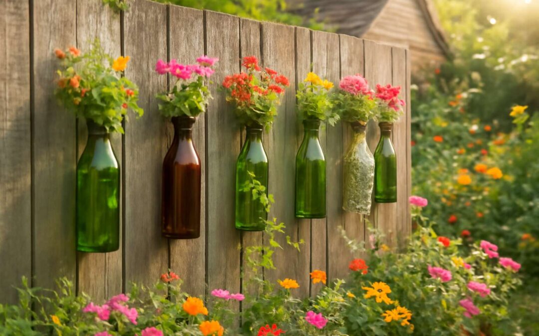 glass bottles garden ideas