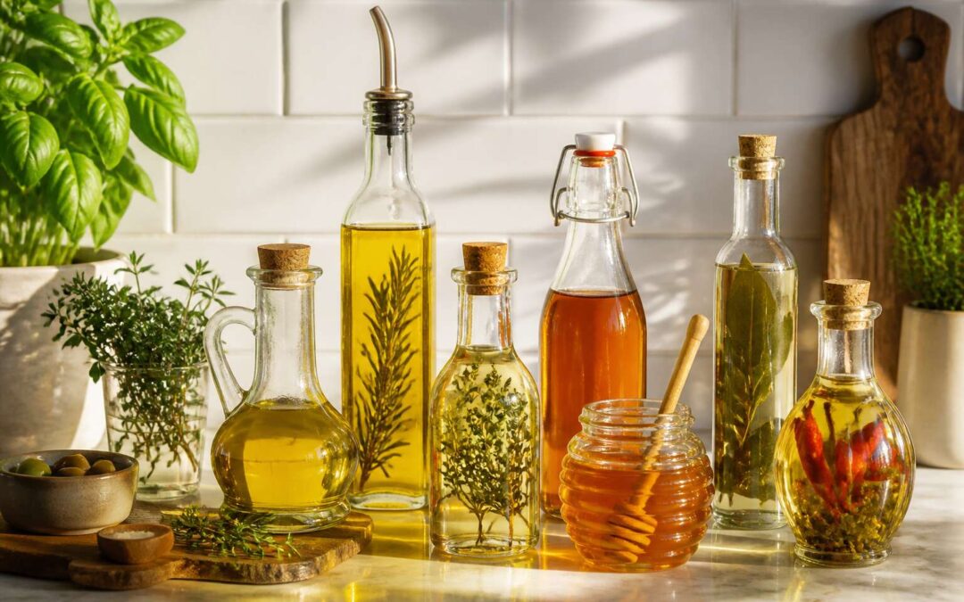 .Store glass bottles in your kitchen with these simple organizing tips.